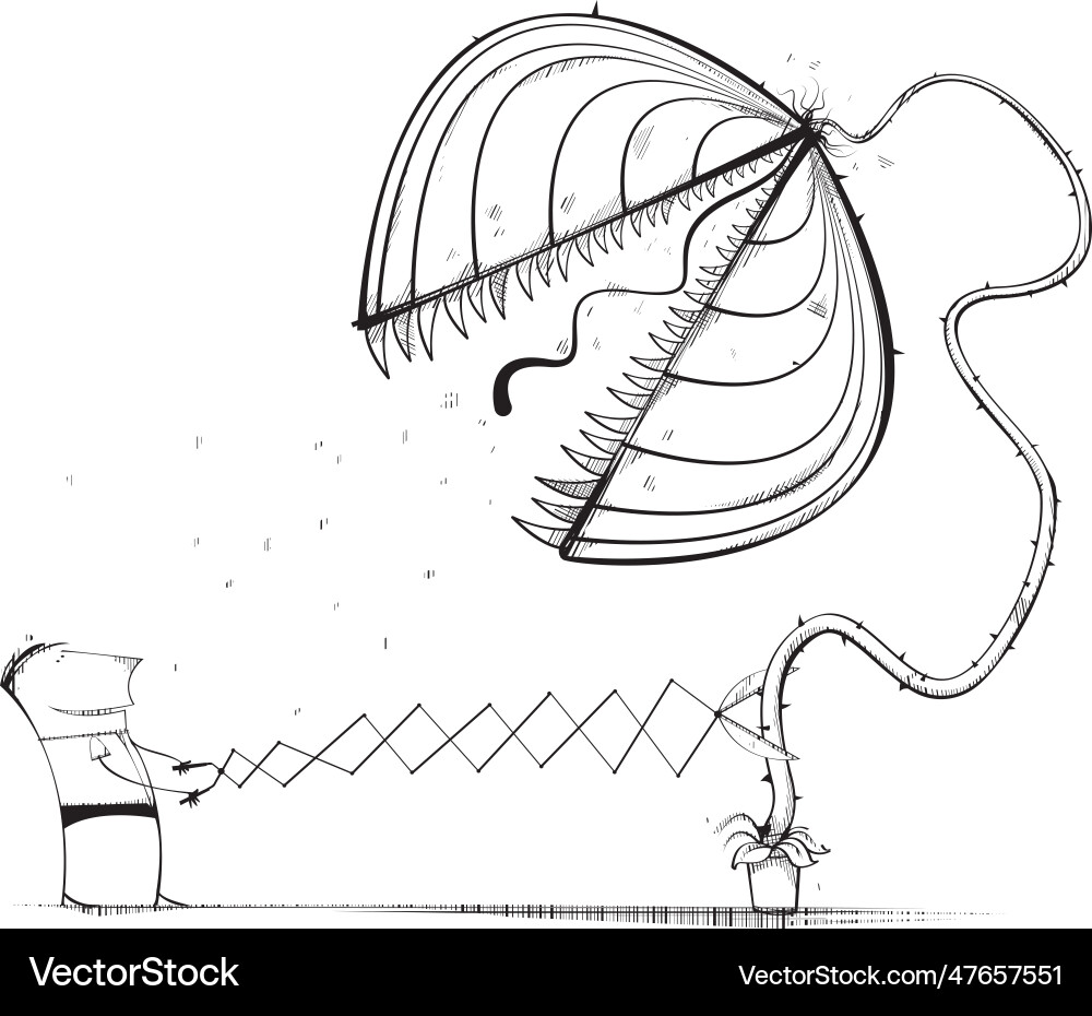 Men cutting down dangerous plant Royalty Free Vector Image