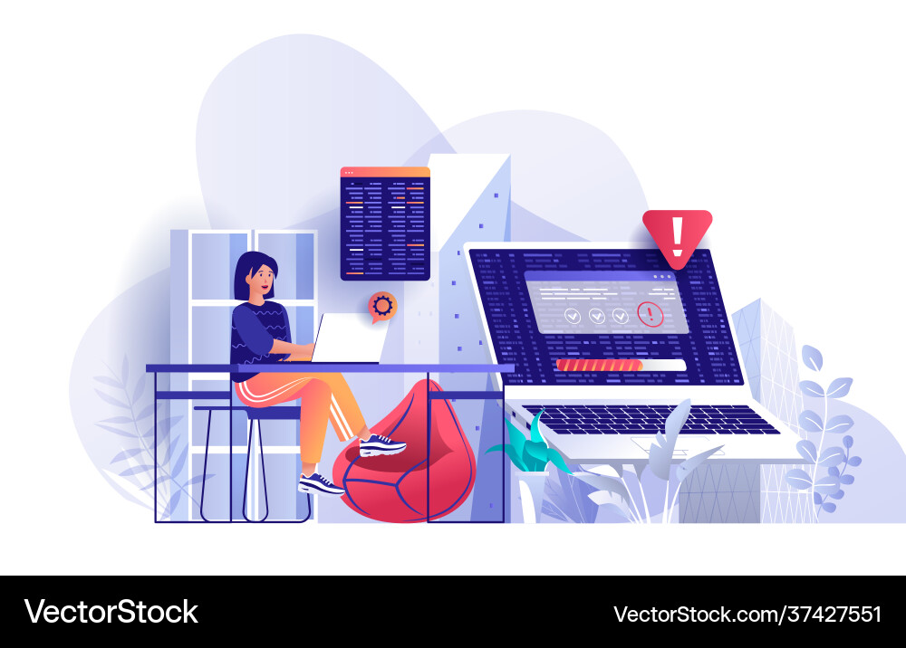 Programming software flat landing page Programming software flat landing page vector image