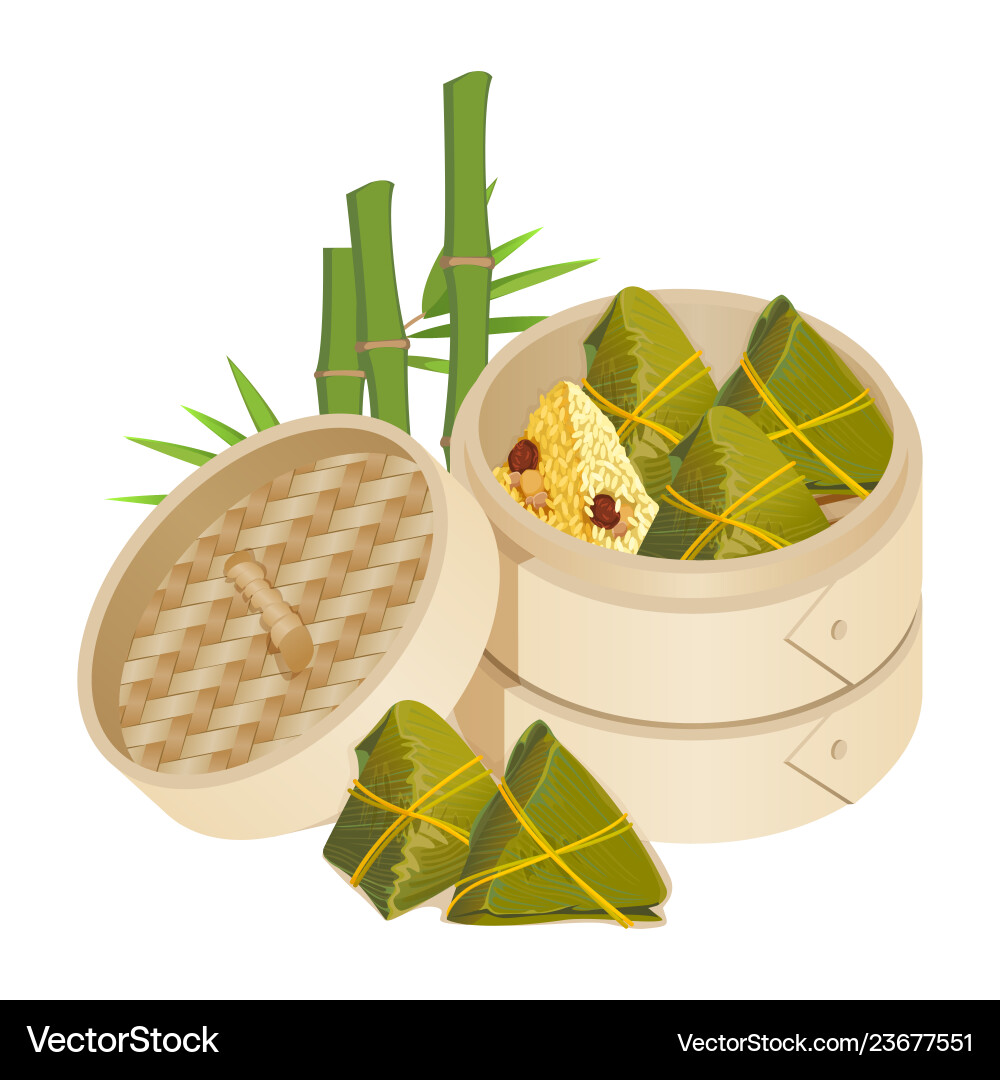 Zongzi in takeaway container isolated vector image