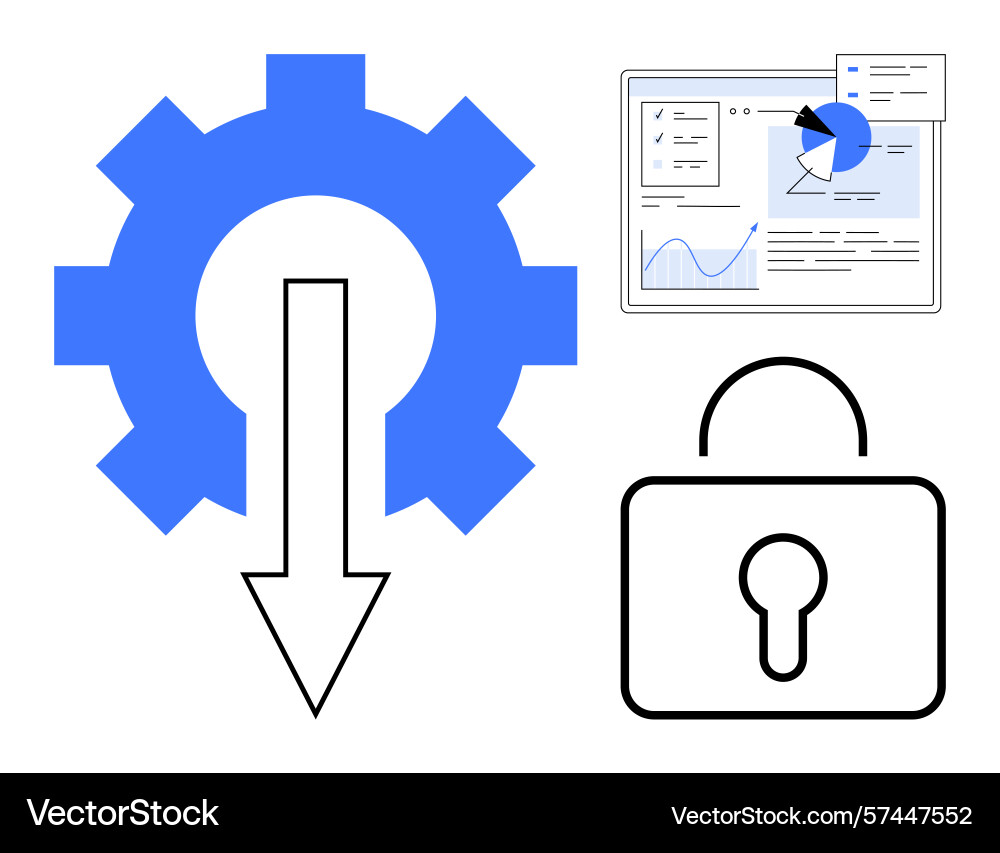 Automation and security concept with gear data Automation and security concept with gear data vector image