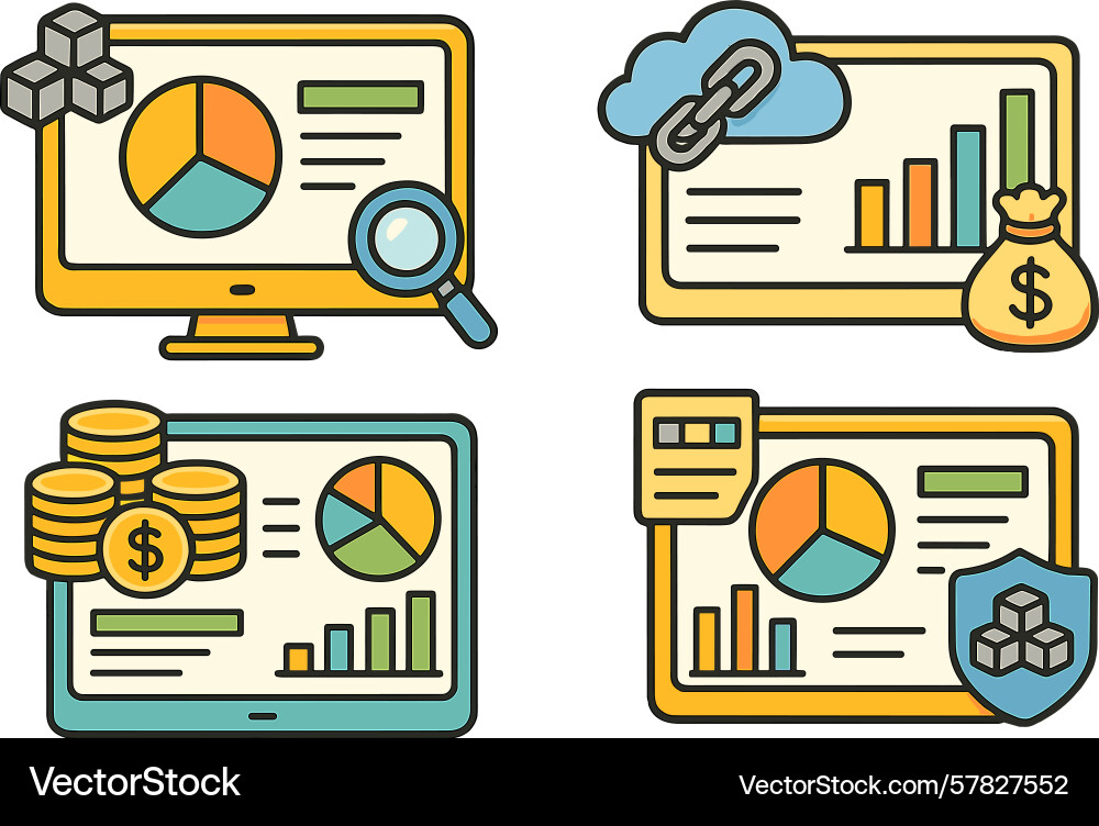 Charts and graphs showing data analysis vector image