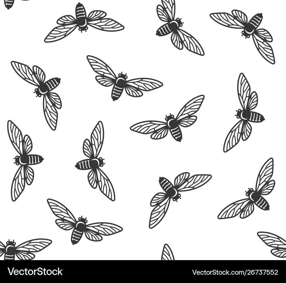 Cicada Insect Seamless Pattern Royalty Free Vector Image