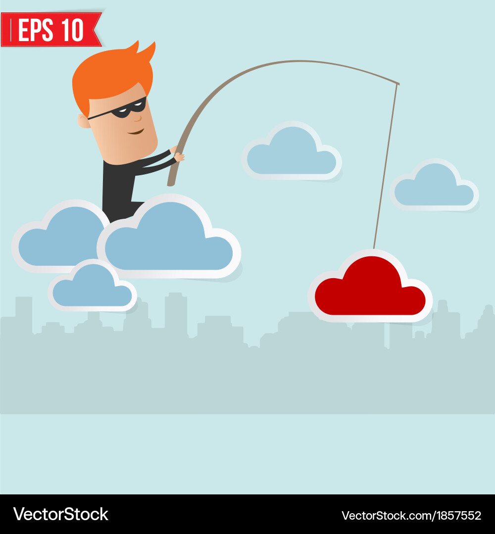 Hacker steal data on cloud computing vector image