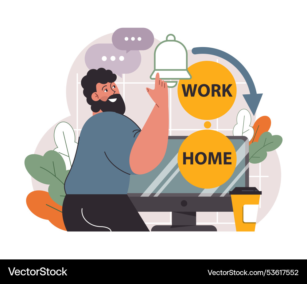 Hybrid work characters with a flexible schedule Hybrid work characters with a flexible schedule vector image