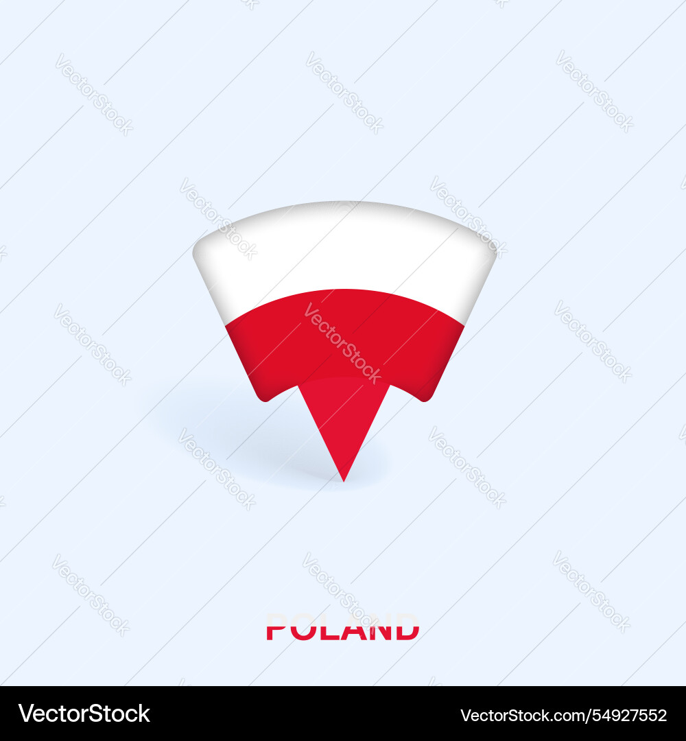 Poland flag map pointer design with shadow vector image