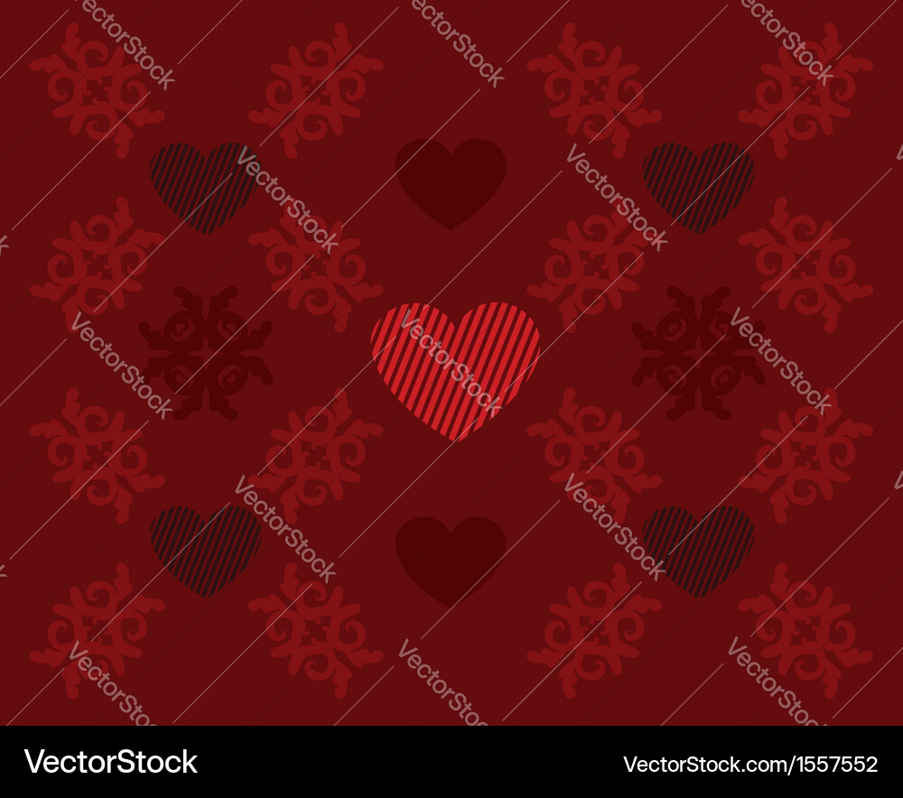 Red pattern with hearts Vector Image