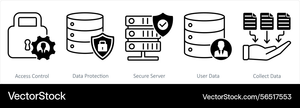 A set of 5 gdpr icons as access control data vector image