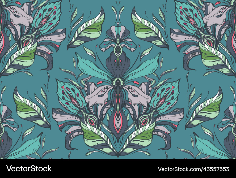 Beautiful seamless pattern with hand drawn Vector Image