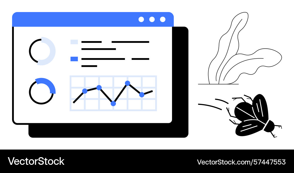 Datenvisualisierung Dashboard mit Graph und Bug Datenvisualisierung Dashboard mit Graph und Bug vektorbild