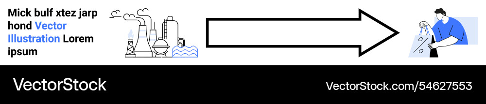 Industrial process flowchart with large arrow Vector Image