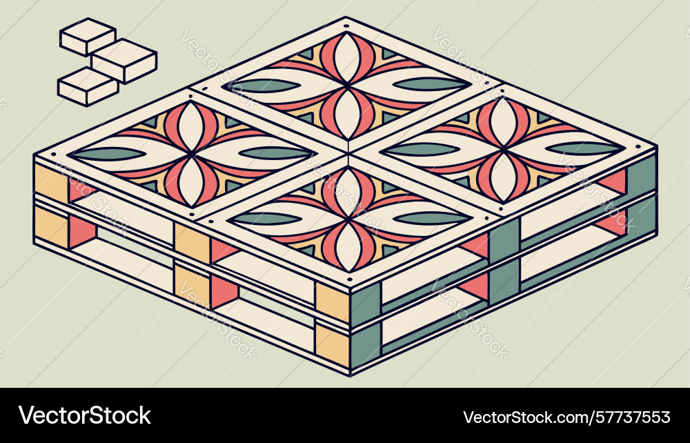 Isometric abstract pattern tiles design vector image