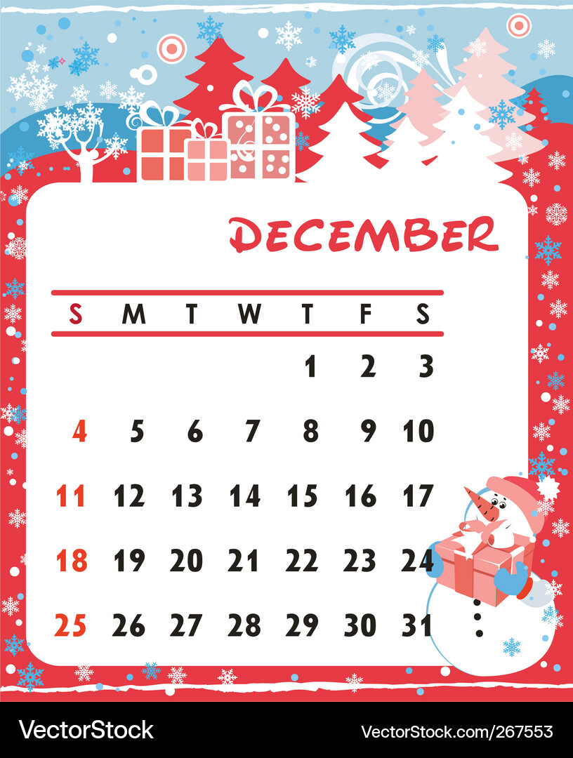 Kalender Dezember Vektorbild
