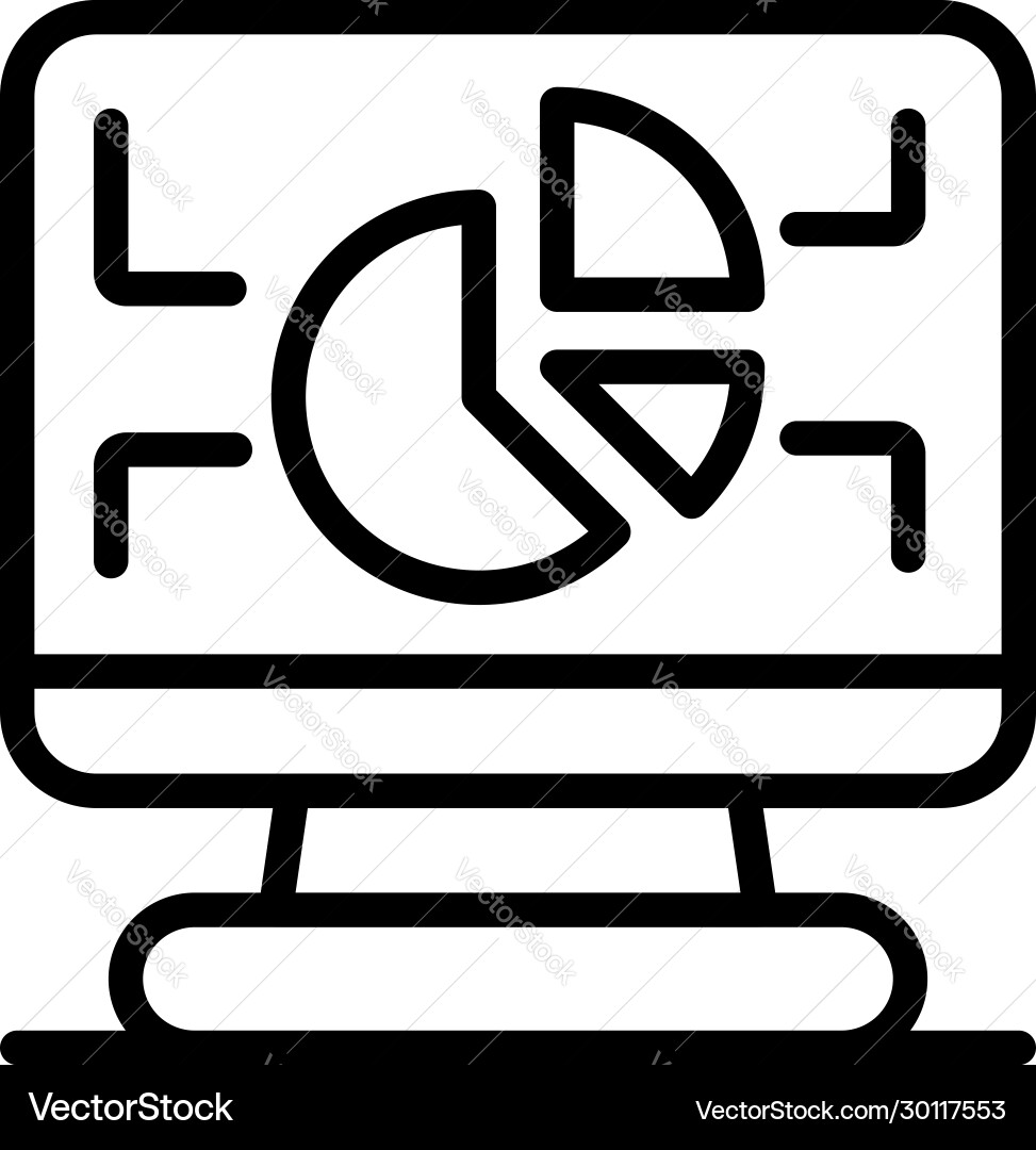 Monitor pie graph icon outline style Monitor pie graph icon outline style vector image
