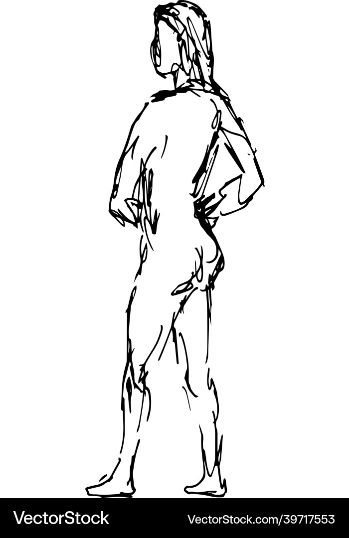 Nude weibliche Figur Stehende Hände auf Hüftseite Nude weibliche Figur Stehende Hände auf Hüftseite vektorbild