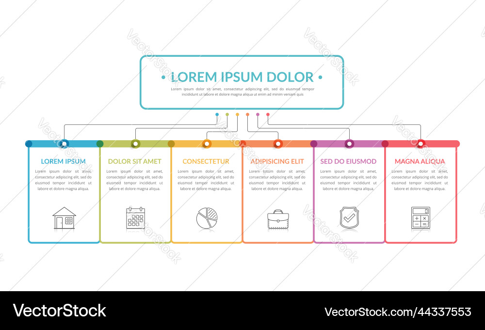 Six Element Workflow Chart vector image