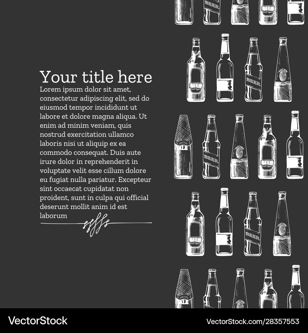 Template with different beer bottles Vector Image