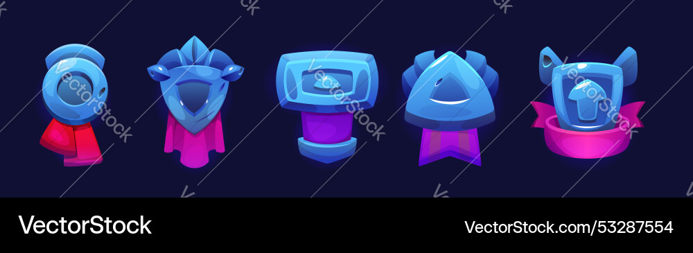 Blue game rank icons set isolated on background Blue game rank icons set isolated on background vector image
