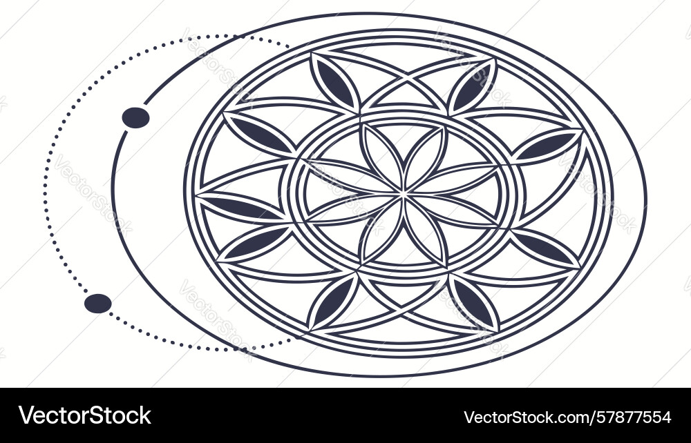 Celestial geometric pattern with moon and stars Vector Image