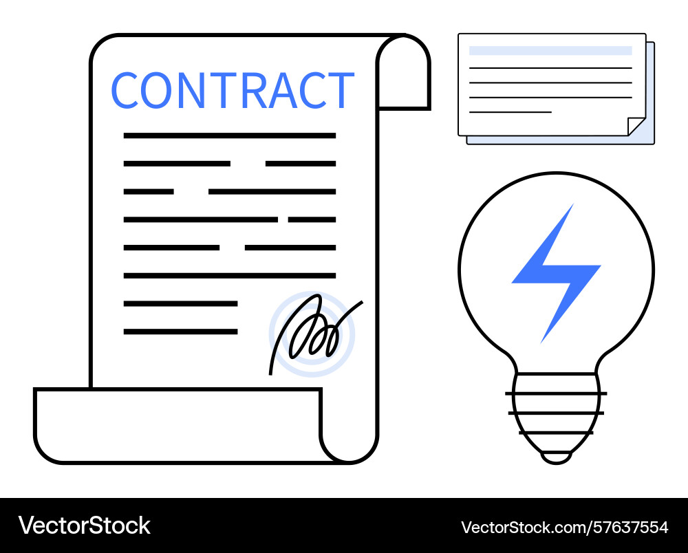 Contract with signature documents and lightbulb Contract with signature documents and lightbulb vector image