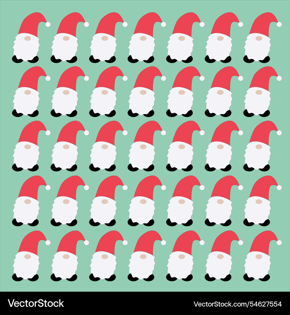Cute red dwarfs on cyan design pattern vector image