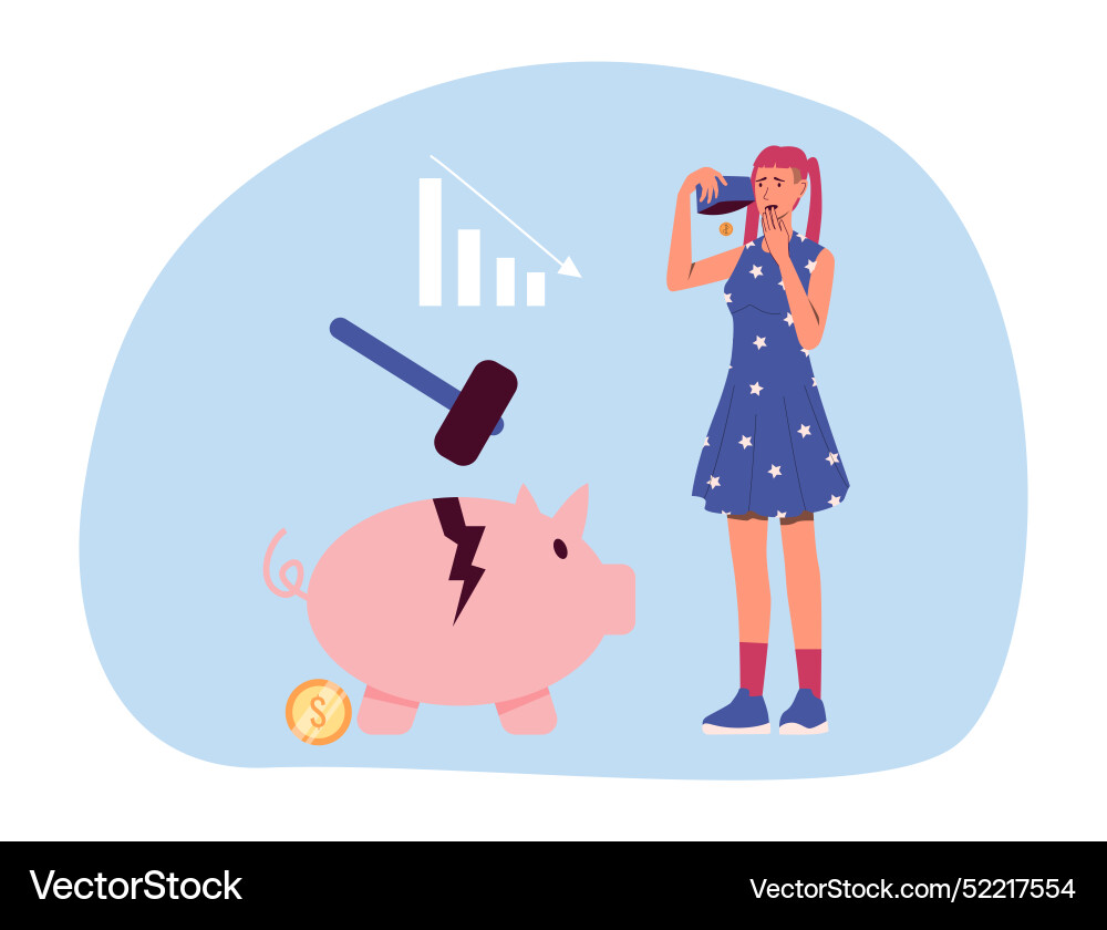 Finanzkrise Konzept gebrochene Schweinebank Finanzkrise Konzept gebrochene Schweinebank vektorbild