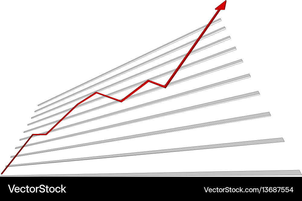 Graph with red arrow up vector image