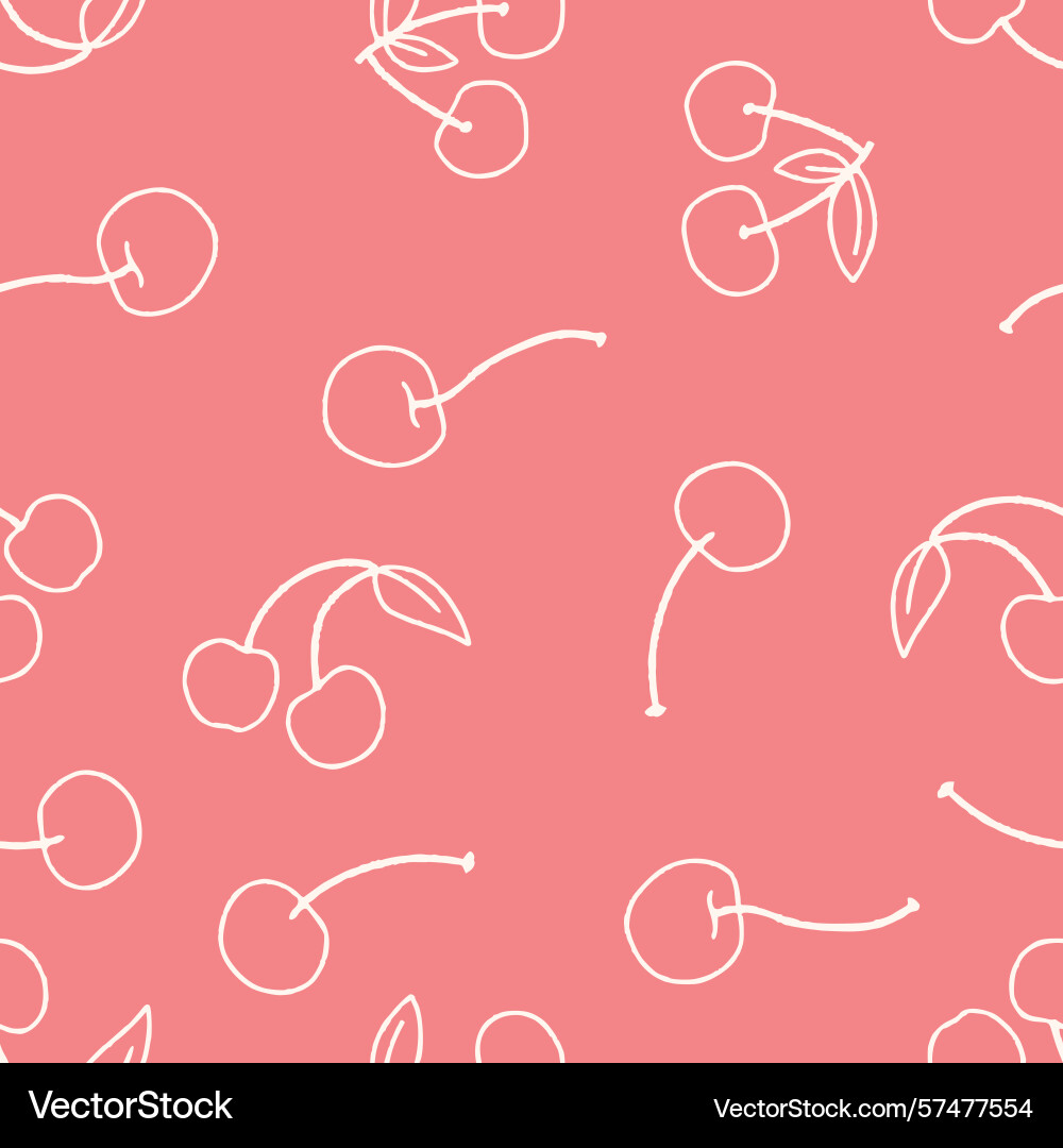 Outline cherry seamless pattern background Outline cherry seamless pattern background vector image