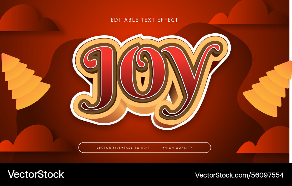 Red orange joy 3d editable text effect - font Red orange joy 3d editable text effect - font vector image