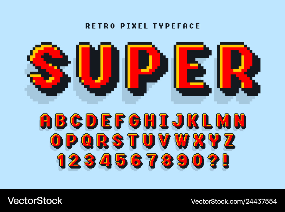 Retro 8-Bit Pixel Font Vector Image