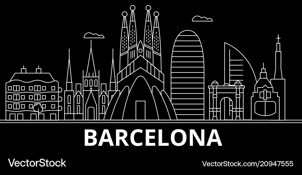 Barcelona Silhouette Skyline Spa Barcelona Silhouette Skyline Spa vektorbild