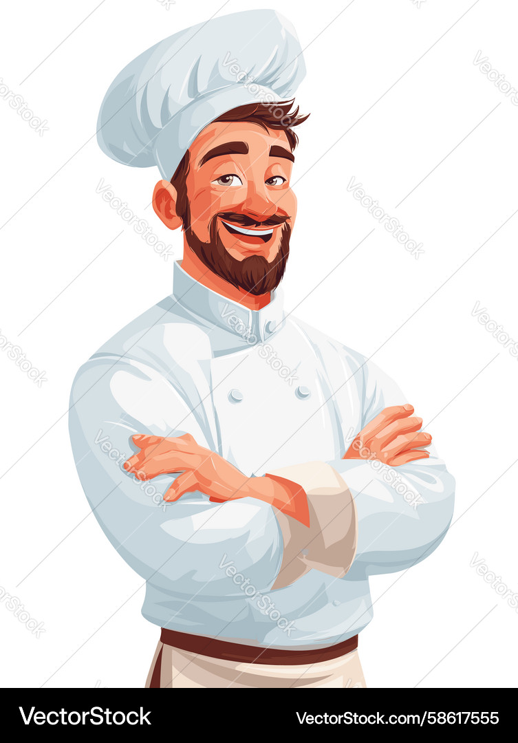 Chef in uniform smiling confidently while Vector Image