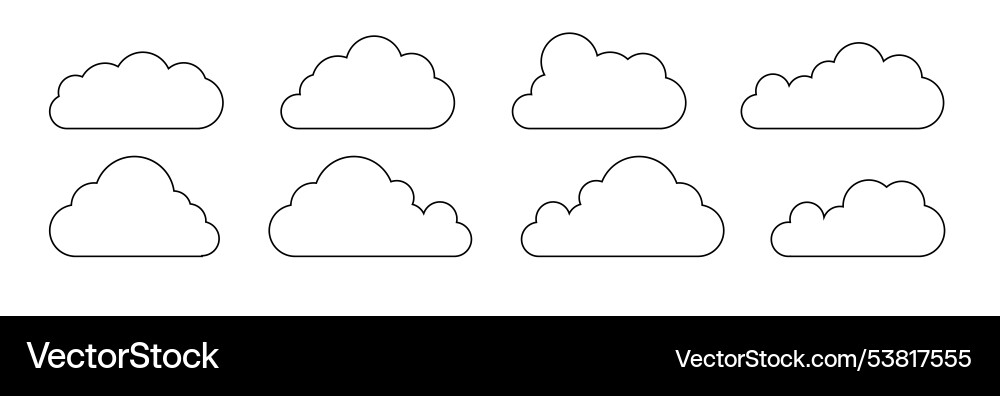 Clouds line art icon databases networking Vector Image