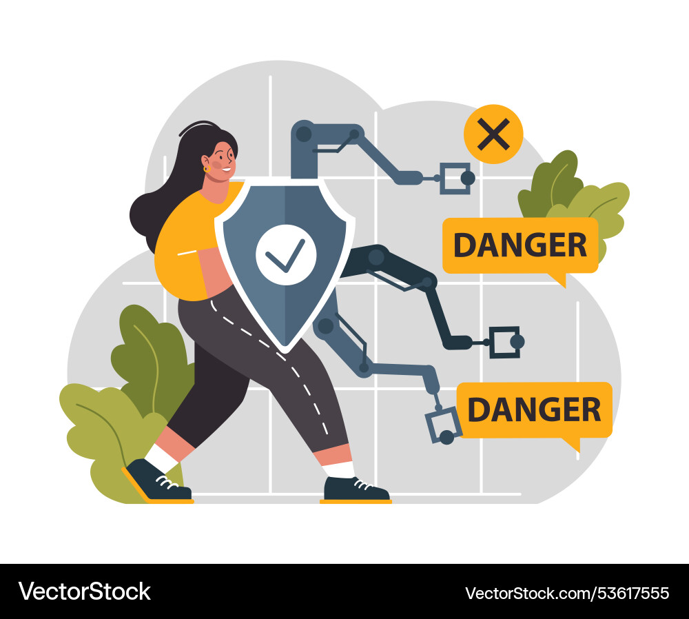 Cyber or web security set artificial intelligence vector image