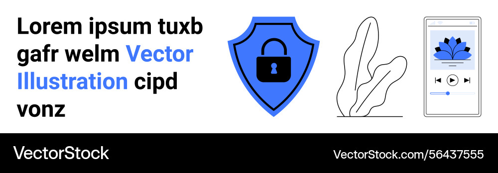 Digital security with shield audio player Digital security with shield audio player vector image
