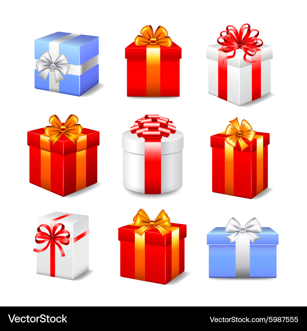 Gift boxes set Royalty Free Vector Image - VectorStock
