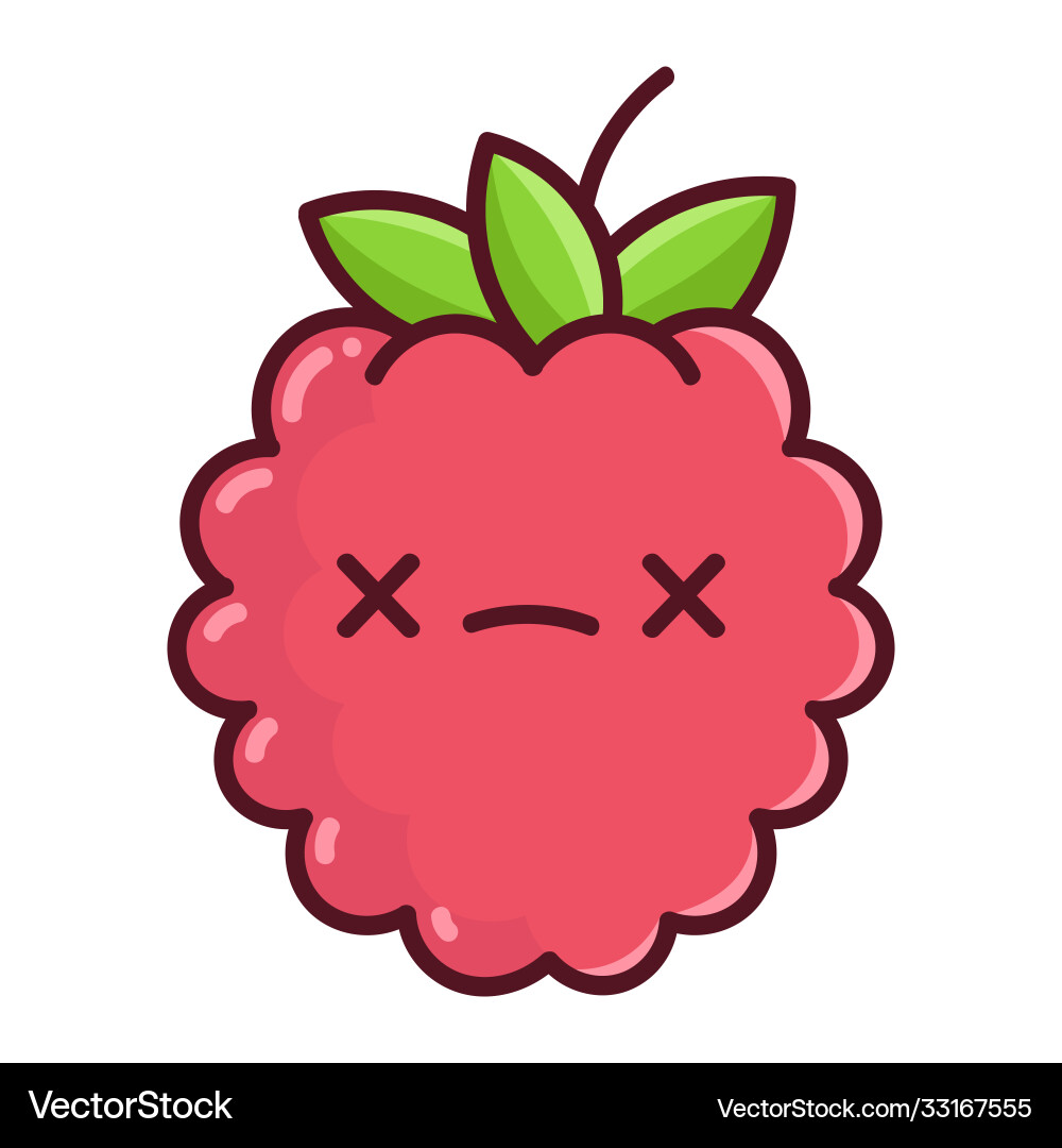 Kawaii dead raspberry cartoon Royalty Free Vector Image
