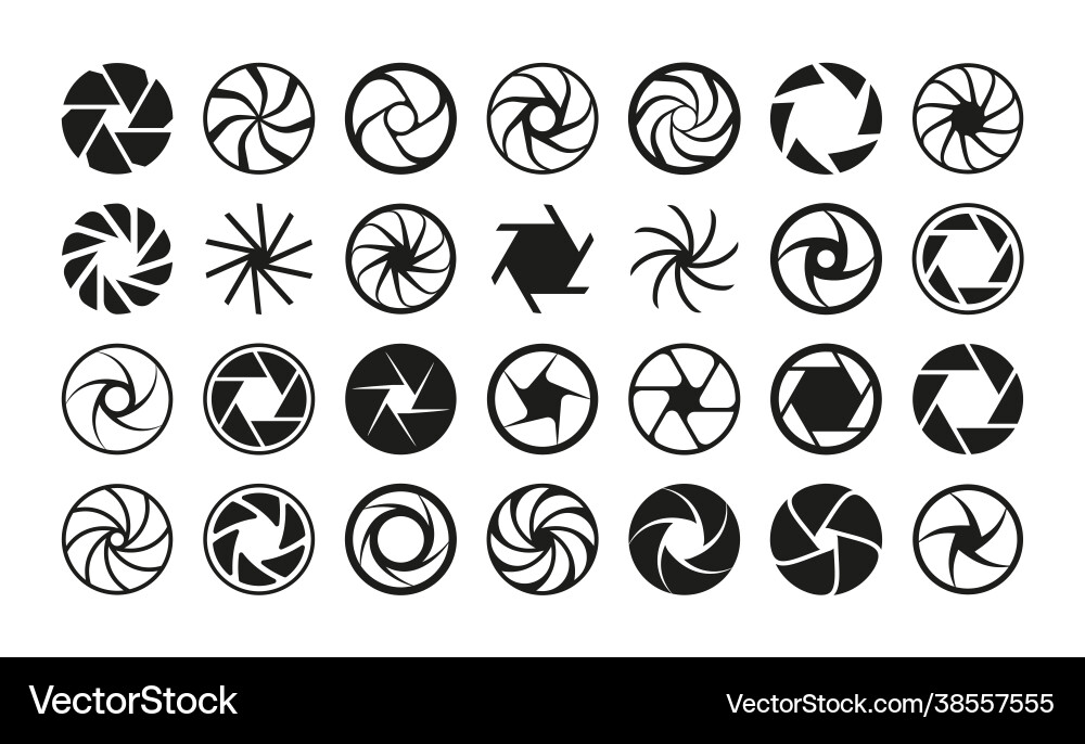 Lens aperture camera shutter and optic diaphragm Vector Image