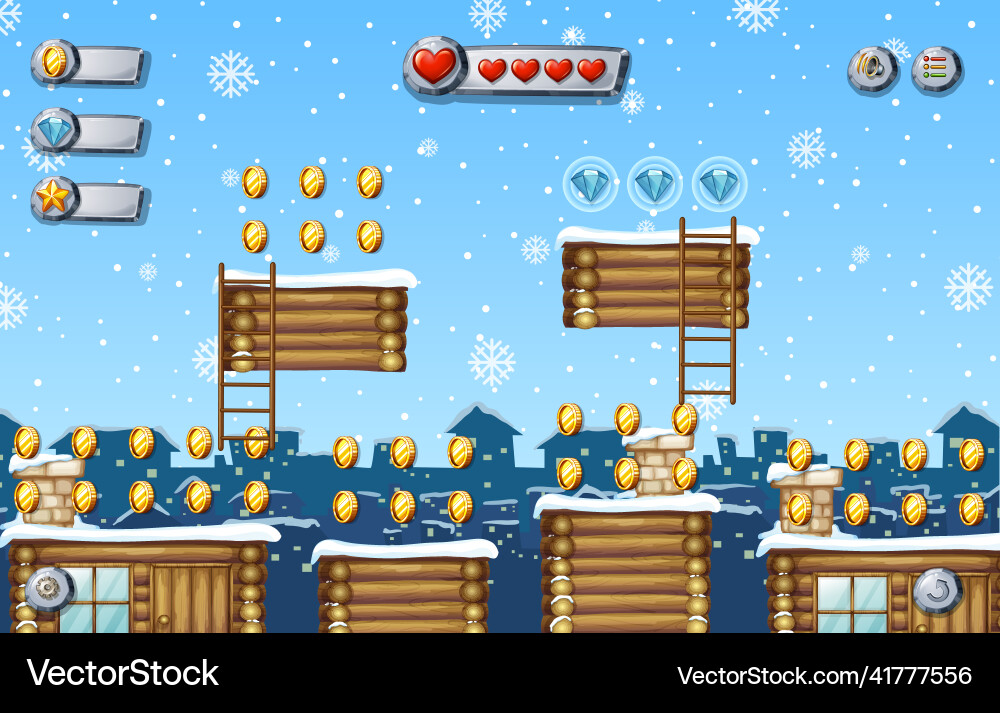 A game template snowing background A game template snowing background vector image