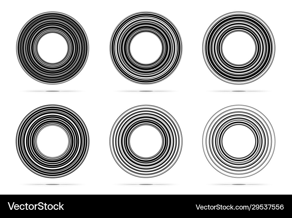 Circular striped line frame set circle lines logo vector image