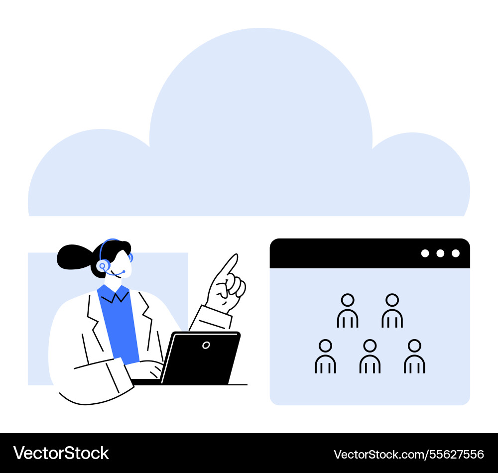Cloud-based customer service with virtual Vector Image