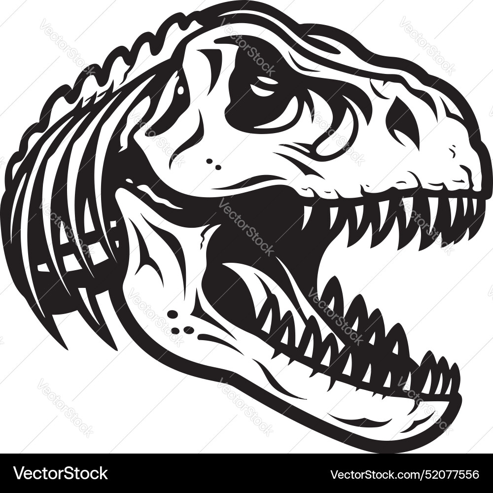 Fossilized tyrant dino skeleton logo design Fossilized tyrant dino skeleton logo design Vector Image