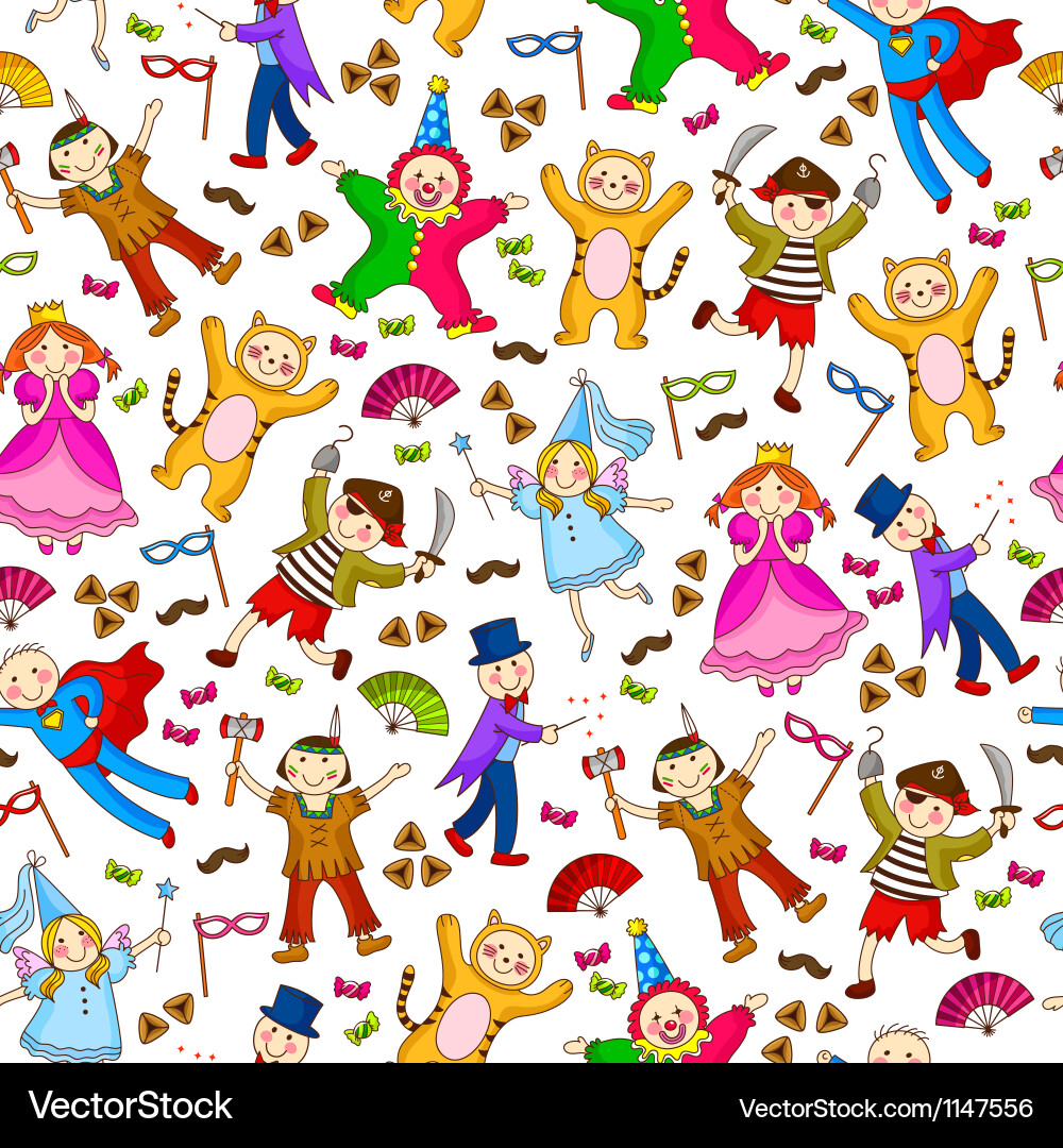 Purim Celebration Pattern Vector Image