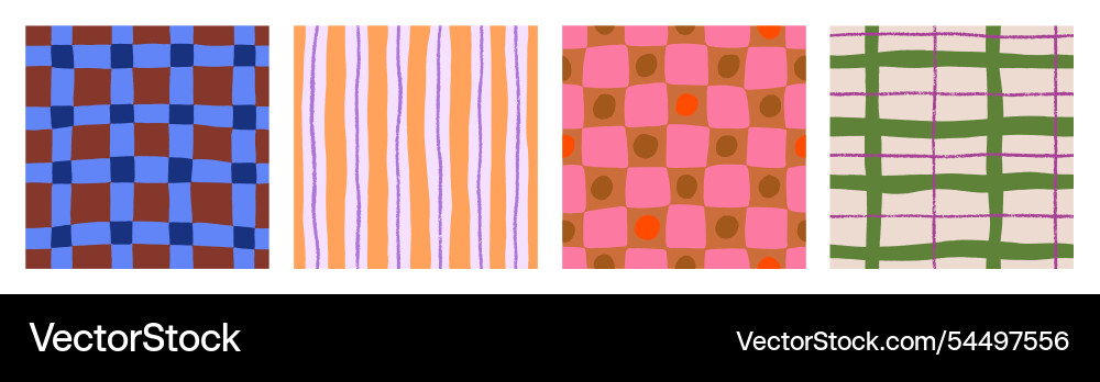 Seamless patterns set with checkered and striped Seamless patterns set with checkered and striped vector image