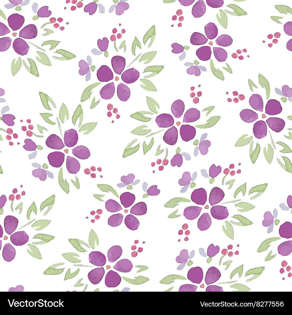 Seamless patterns with watercolor flowers Vector Image