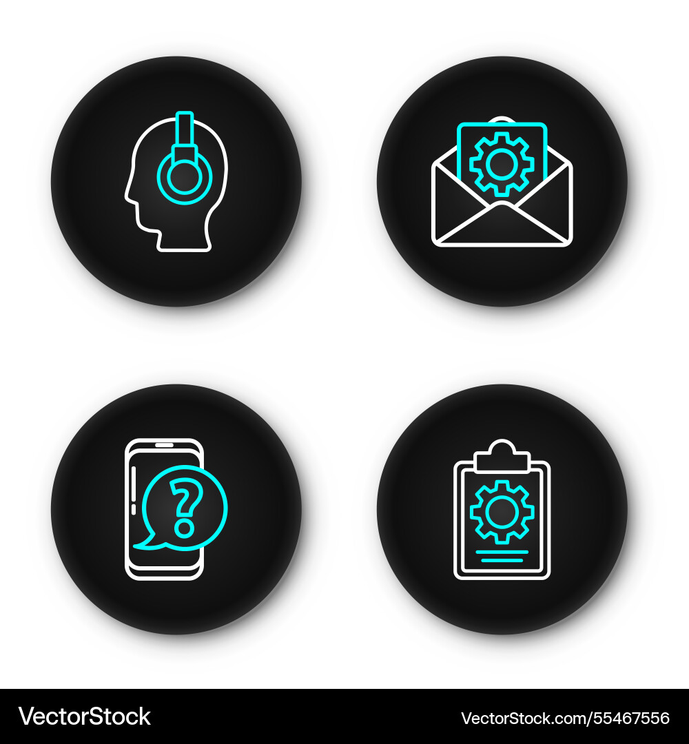 Set line checklist with 24 hours service mobile Vector Image