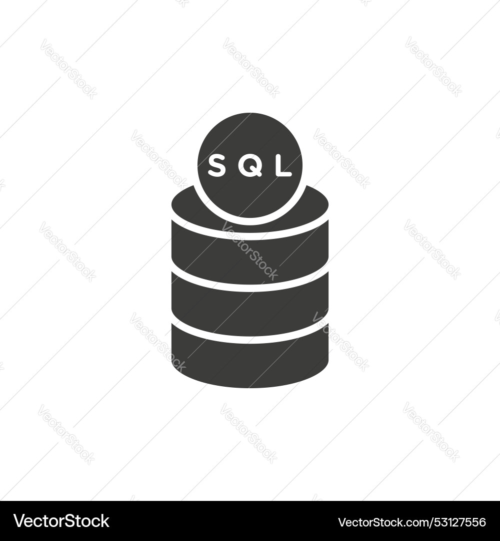 Sql line icon isolated on white background Vector Image
