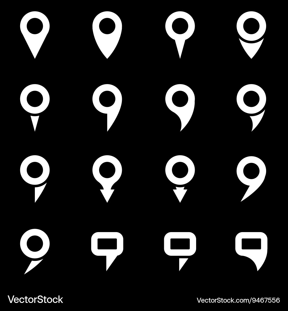 White map pointer icon set vector image