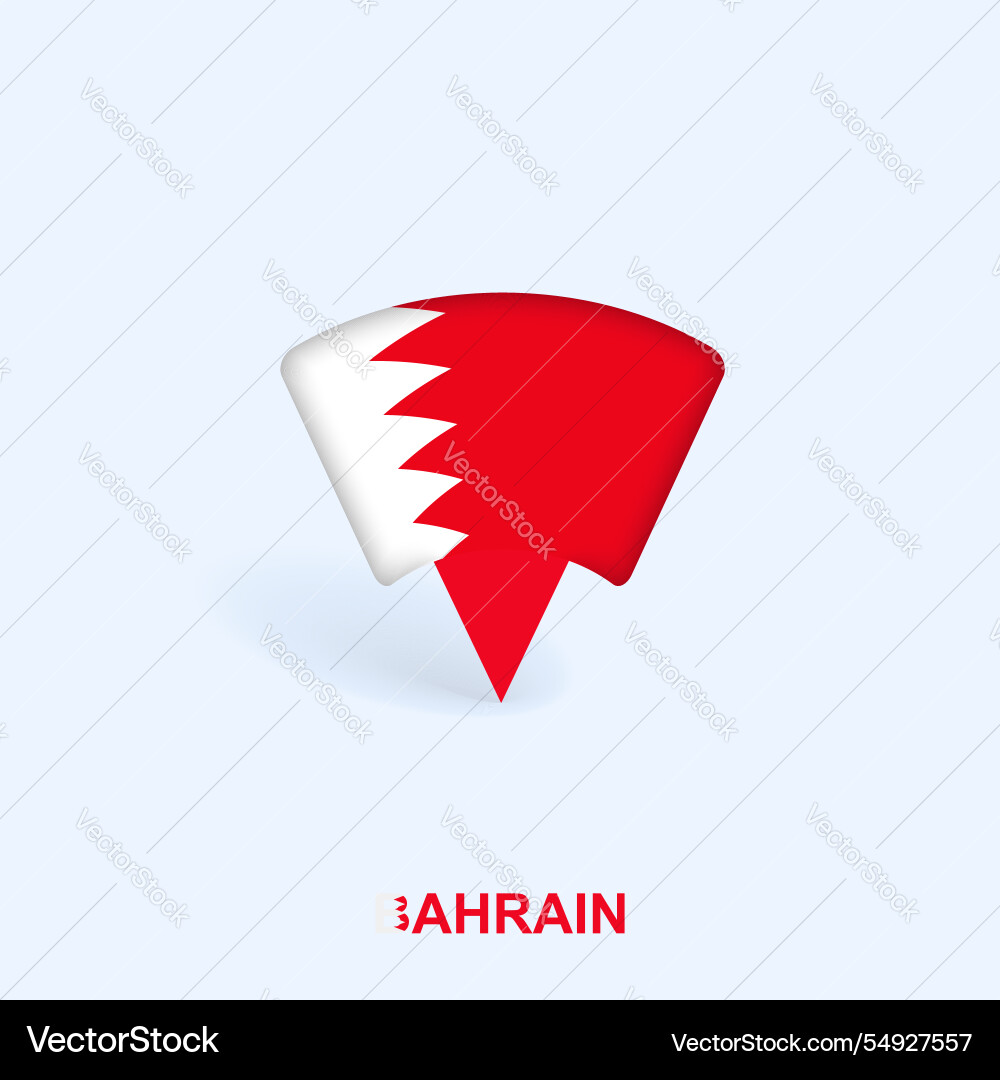 Bahrain flag map pointer design with shadow Bahrain flag map pointer design with shadow vector image