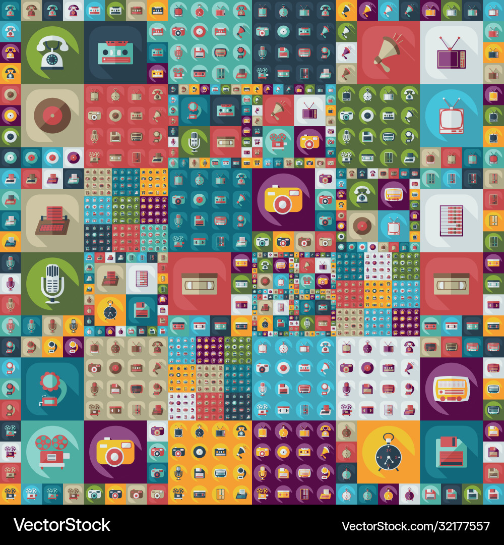 Flat concept set modern design with shadow retro vector image