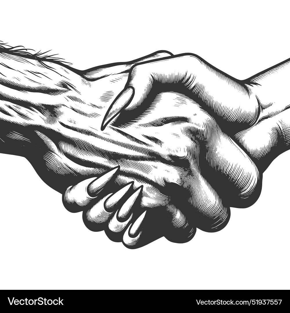 Handshake between man and woman Royalty Free Vector Image